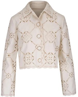 Veronica Beard Adelaide Cropped-Jacke Mit Spitze - Weiß