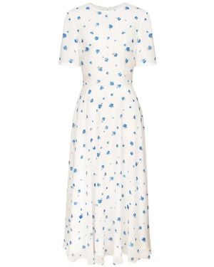 POST MERIDIEM Floral-Print Short-Sleeve Midi Dress - White