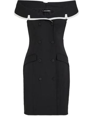 KARL LAGERFELD Off-Shoulder Double-Breasted Mini Dress - Black
