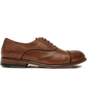 SOMMET Leather Cap-Toe Oxford Shoes - Brown