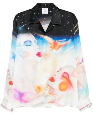 CASABLANCA Printed Silk Shirt - Blue