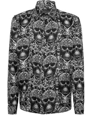 Philipp Plein Skull-Print Shirt - Grey