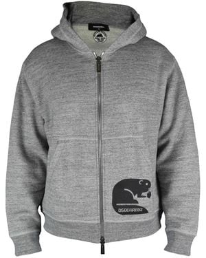 DSquared² Logo-Print Hoodie - Grey