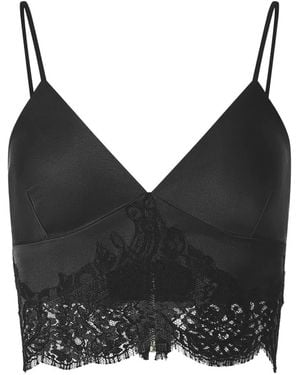 Il Volo Lace-Trim Silk Bustier Top - Black
