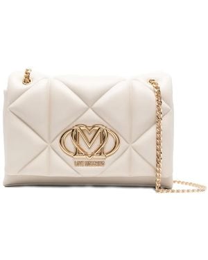 Love Moschino Quilted Logo-Plaque Shoulder Bag - Natural