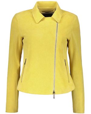Moorer Perforated Leather Jacket - Yellow