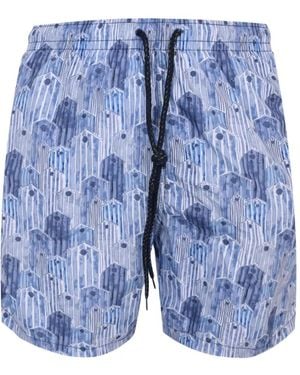 Drumohr Drawstring Slub-Texture Shorts - Blue