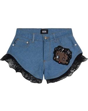 Gcds Betty Boop Denim Shorts - Blue