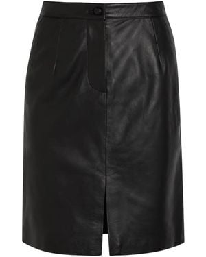 Blazé Milano Leather Pencil Midi Skirt - Black