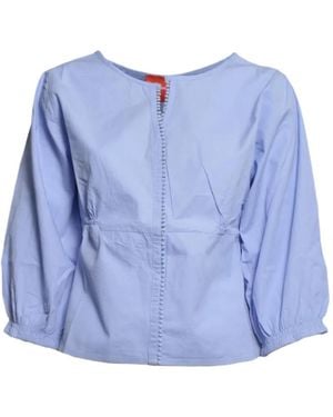 ..,merci Bobble-Trim Elasticated-Waist Blouse - Blue