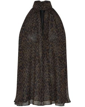 ROTATE BIRGER CHRISTENSEN Leopard-Print Halterneck Top - Black