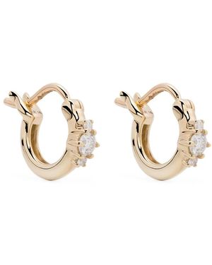 Adina Reyter 14Kt Trio Diamond Huggie Hoop Earrings - Metallic