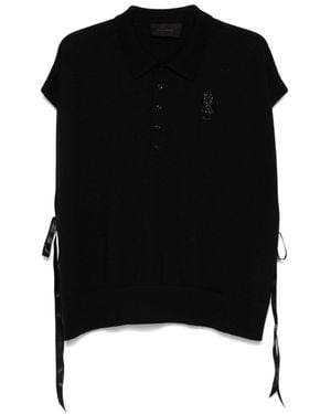 Simone Rocha Crystal-Embellished Polo Shirt - Black