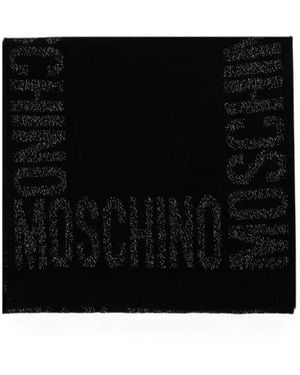 Moschino Logo-Print Lurex Scarf - Black