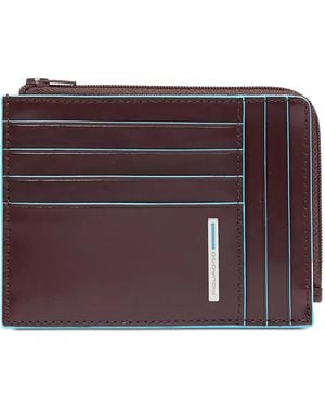 Piquadro Zipped Leather Card Holder - Purple