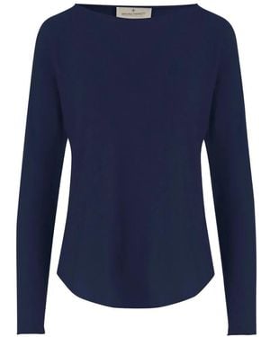 Bruno Manetti Rundhals-Top mit abgerundetem Saum - Blau