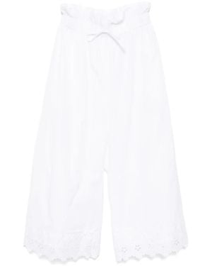Simone Rocha Pantaloni Crop Con Ruches - Bianco