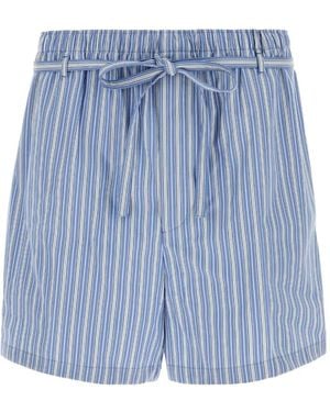 Saint Laurent Striped Embroidered Shorts - Blue