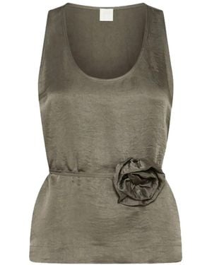 Marella Floral Appliqué Tank Top - Green