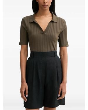 Marc O' Polo Ribbed-Knit V-Neck T-Shirt - Black