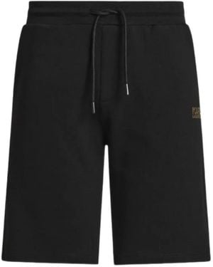 KARL LAGERFELD Drawstring Logo-Patch Shorts - Black