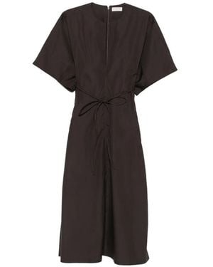 Veronique Leroy Belted V-Neck Midi Dress - Black