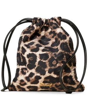 Twinset Leopard-Print Drawstring Case - Black