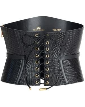Elisabetta Franchi Bustier-Style Leather Belt - Black