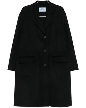 Prada Single-Breasted Notched-Lapels Coat - Black