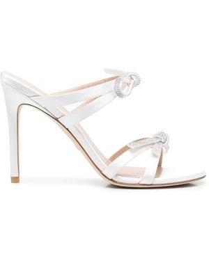 Stuart Weitzman 110Mm Sw Bow Crystal Embellished Sandals - White