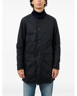 Barbour Waxed-Cotton Corduroy-Collar Coat - Blue