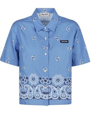 Miu Miu Hemd mit Bandana-Print - Blau