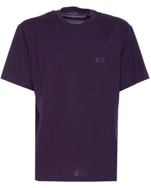 Y-3 Logo-Print Crew-Neck T-Shirt - Purple
