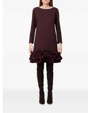 MEIMEIJ Ruffled-Trim Long-Sleeve Mini Dress - Red