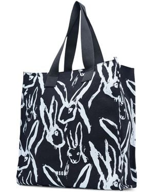 MSGM Rabbit-Print Tote Bag - Black