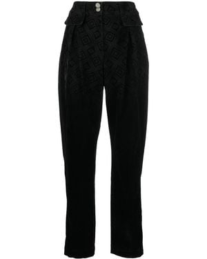Alberta Ferretti Geometric-Print High-Waisted Pants - Black