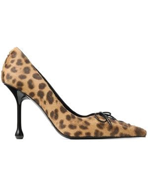 Jimmy Choo 95Mm Scarlett Leopard-Print Lace-Up Court Shoes - Metallic