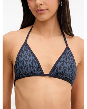 MICHAEL Michael Kors Bikini Triangular Con Monograma - Azul