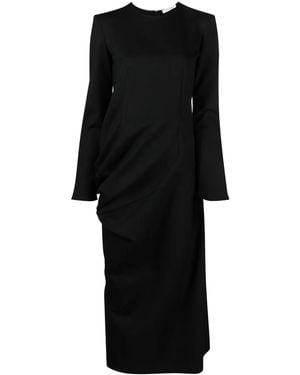 The Row Gathered-Detailing Long-Sleeved Shift Dress - Black