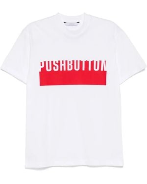 Pushbutton T-Shirt Met Logoprint - Wit