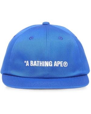 A Bathing Ape Logo-Embroidered Paneled Cap - Blue