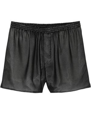 SAPIO Mesh-Texture Gathered Shorts - Black