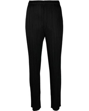 Pleats Please Issey Miyake Elasticated-Waist Slip-On Straight Trousers - Black
