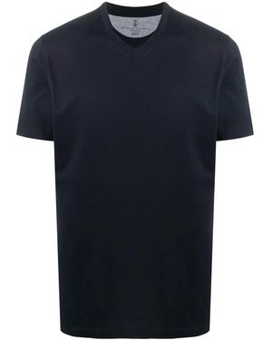 Brunello Cucinelli Cotton V-Neck T-Shirt - Blue