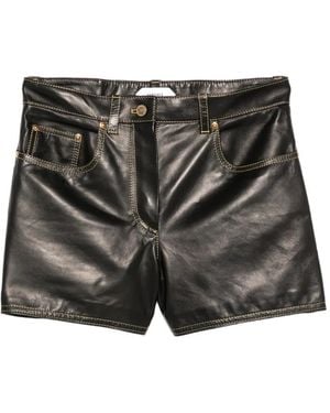Versace Belt-Loops Leather Shorts - Black