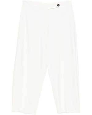 Liviana Conti Pressed-Crease Button-Detail Trousers - White
