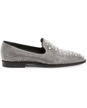 Giuseppe Zanotti Mocassini Anthime Con Decorazione Di Cristalli - Grigio