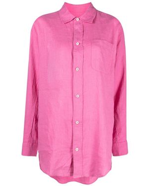 Desmond & Dempsey Linen Long-Sleeve Nightshirt - Pink