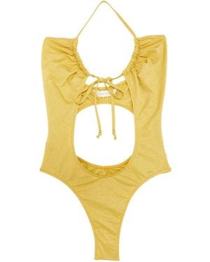 Palm Angels Glittered Cut-Out Swimsuit - Yellow