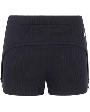 Jean Paul Gaultier Cotton Ribbed Mini Short With Lingerie Garter - Blue